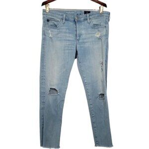 AG Adriano Goldschmied Legging Ankle Jeans Light Wash Size 30 Distressed